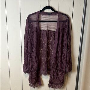 American Eagle women’s Lace Open-Front Cardigan in Purple size L- XL